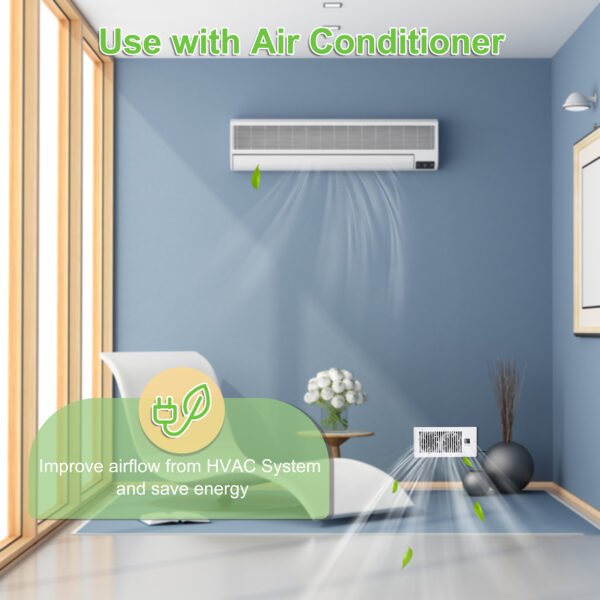 10 Inch Register Booster Fan with Thermostat, High Velocity Ventilation Fans with 10 Gear Wind Speed Switch and High Precision Thermal Probe, White - Image 9
