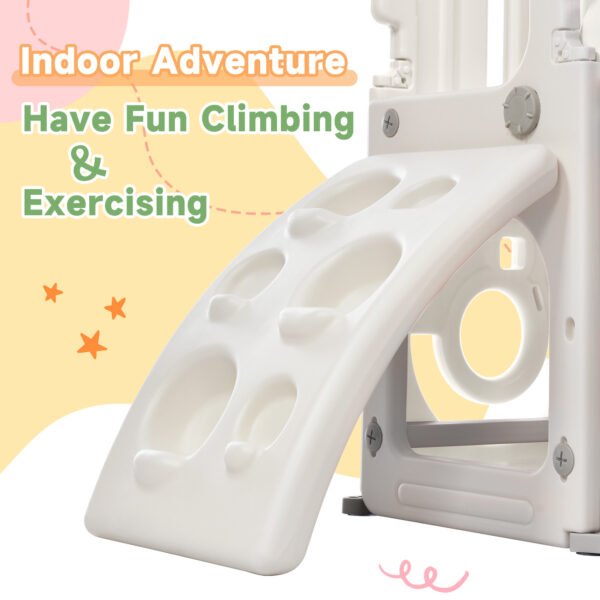 Toddler Slide and Swing Set 5 in 1, Kids Playground Climber Slide Playset with Basketball Hoop Freestanding Combination for Babies Indoor & Outdoor - Image 11