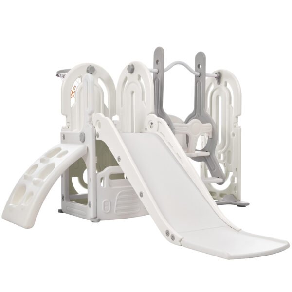 Toddler Slide and Swing Set 5 in 1, Kids Playground Climber Slide Playset with Basketball Hoop Freestanding Combination for Babies Indoor & Outdoor - Image 6