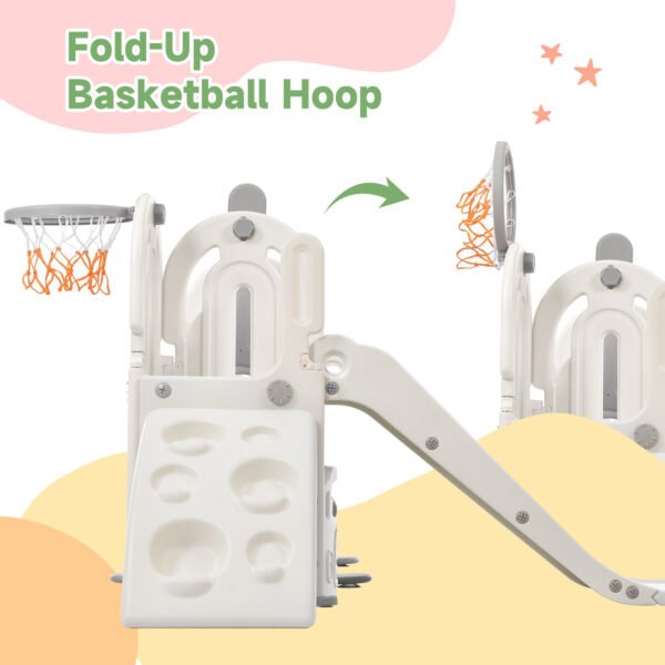 Toddler Slide and Swing Set 5 in 1, Kids Playground Climber Slide Playset with Basketball Hoop Freestanding Combination for Babies Indoor & Outdoor - Image 8