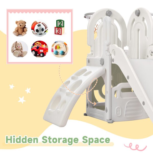 Toddler Slide and Swing Set 5 in 1, Kids Playground Climber Slide Playset with Basketball Hoop Freestanding Combination for Babies Indoor & Outdoor - Image 10