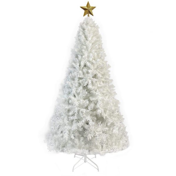 GO 7 FT White Christmas Tree with 500 LED Warm Lights, PVC branch, Artificial Holiday Christmas Pine Tree with Star Top - Image 2
