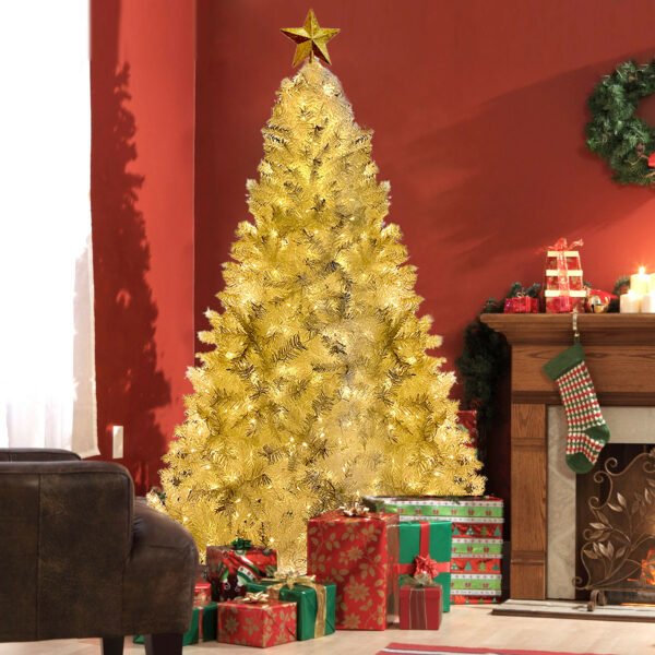 GO 7 FT White Christmas Tree with 500 LED Warm Lights, PVC branch, Artificial Holiday Christmas Pine Tree with Star Top - Image 5