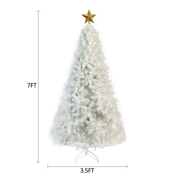 GO 7 FT White Christmas Tree with 500 LED Warm Lights, PVC branch, Artificial Holiday Christmas Pine Tree with Star Top - Image 9