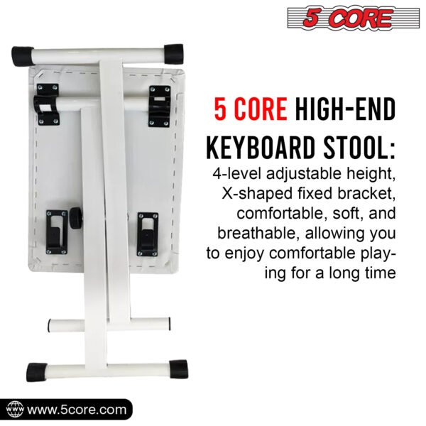 5Core Portable Piano Keyboard Music X-Style Adjustable Padded Stool Chair Seat Bench White KBB 02 WH - Image 11