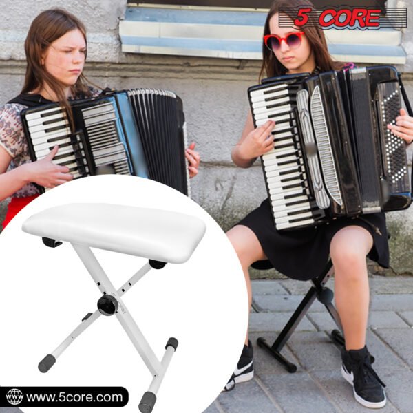 5Core Portable Piano Keyboard Music X-Style Adjustable Padded Stool Chair Seat Bench White KBB 02 WH - Image 15
