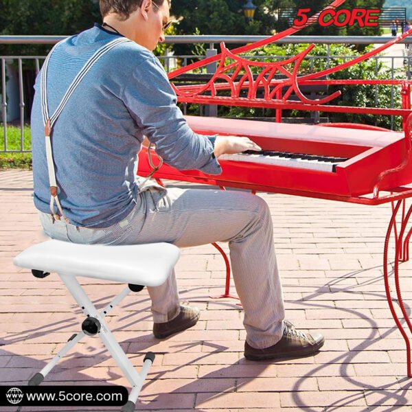 5Core Portable Piano Keyboard Music X-Style Adjustable Padded Stool Chair Seat Bench White KBB 02 WH - Image 16