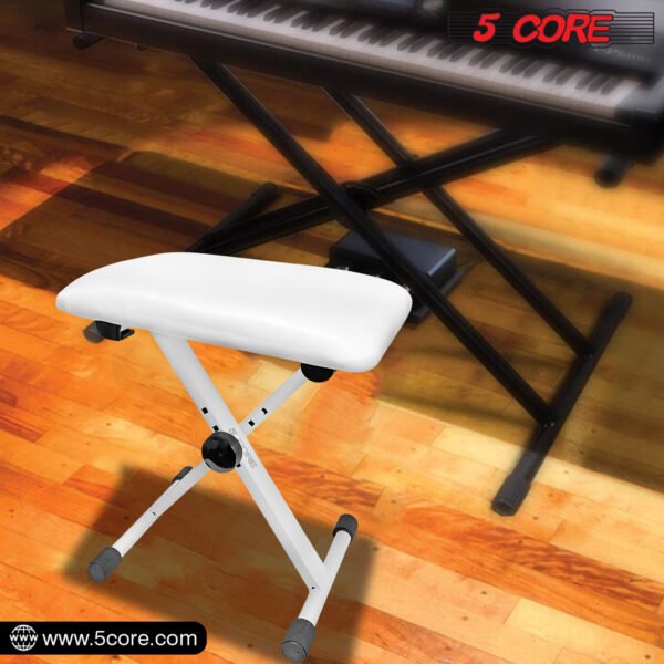 5Core Portable Piano Keyboard Music X-Style Adjustable Padded Stool Chair Seat Bench White KBB 02 WH - Image 17