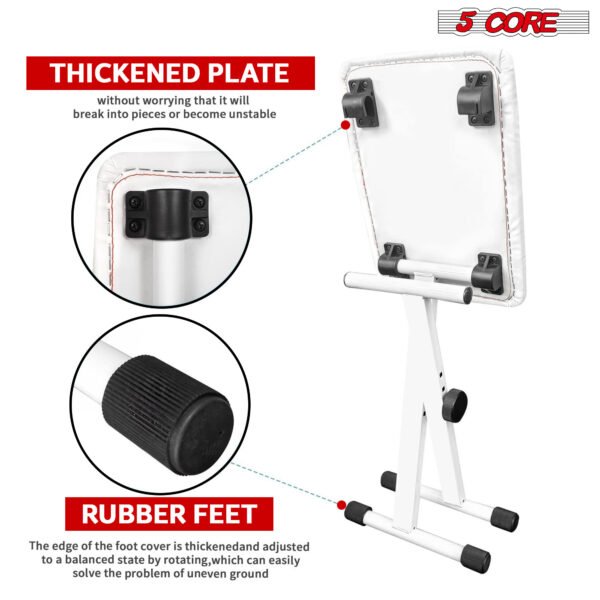 5Core Portable Piano Keyboard Music X-Style Adjustable Padded Stool Chair Seat Bench White KBB 02 WH - Image 3