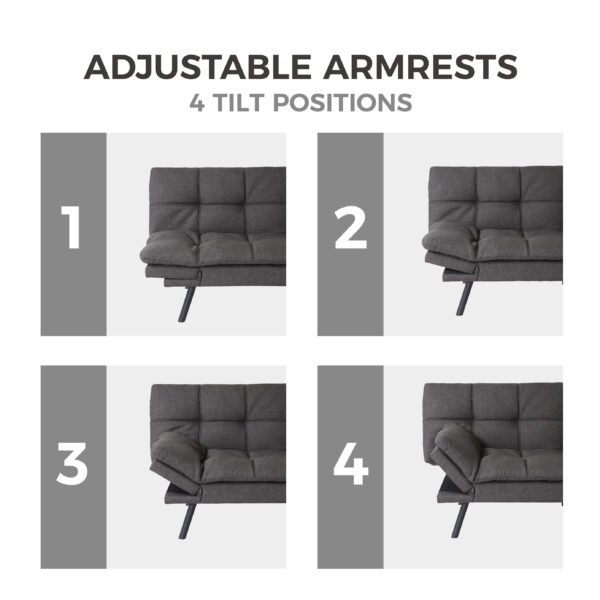 Convertible Memory Foam Futon Couch Bed; Modern Folding Sleeper Sofa-SF267FADGY - Image 4