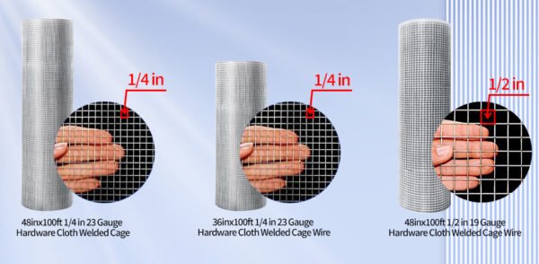 48inx100ft 1/2 in 19 Gauge Hardware Cloth Welded Cage Wire Chicken Fence mesh Rolls Square Chicken Wire Netting Raised Garden Rabbit Fence Snake Fencing Rodent Animals - Image 8