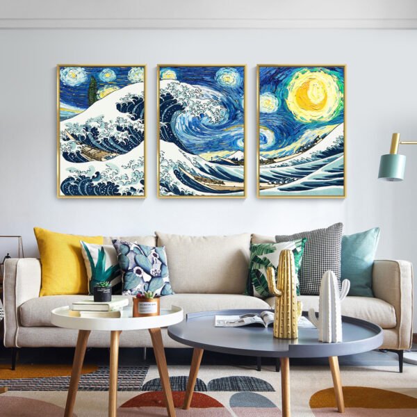 Framed Canvas Wall ArtOil Paintings Impressionism Aesthetic Prints Canvas Paintings for Living Room Bedroom Office Home; 3 Panels - Image 4