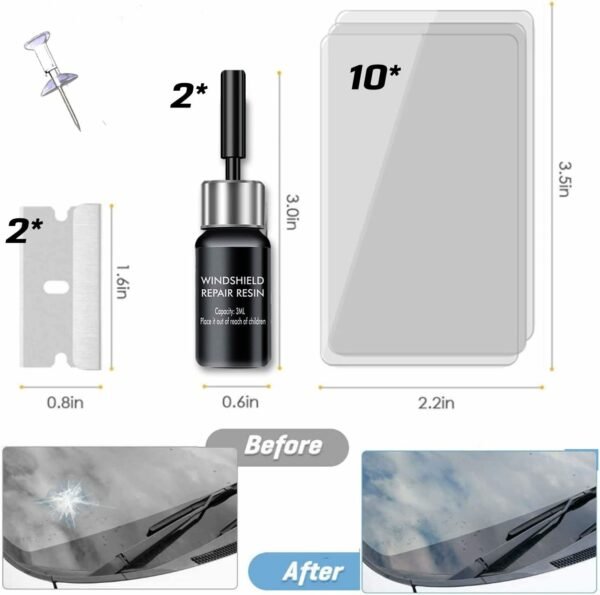 Windshield Crack Repair Kit Automotive Glass Nano Fluid Glass Filler DIY Windscreen Tool Quick Fix for Fixing Chips;  Cracks - Image 2
