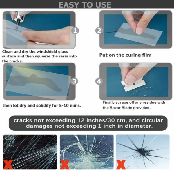Windshield Crack Repair Kit Automotive Glass Nano Fluid Glass Filler DIY Windscreen Tool Quick Fix for Fixing Chips;  Cracks - Image 6