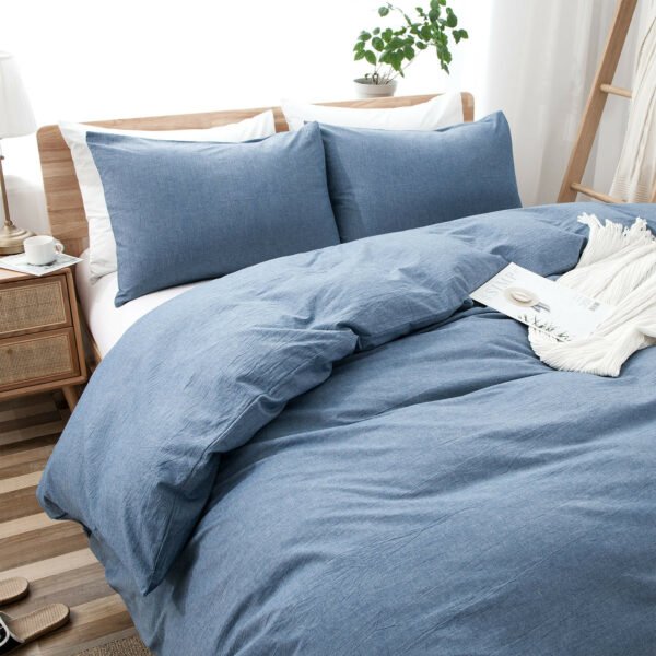 100% Washed Cotton Duvet Cover Set, Durable Fade-Resistant Natural Bedding Set (No Comforter) - Image 16