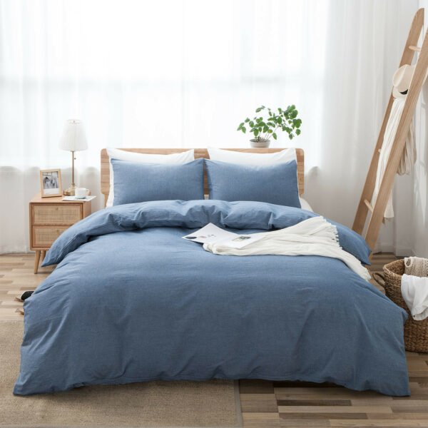 100% Washed Cotton Duvet Cover Set, Durable Fade-Resistant Natural Bedding Set (No Comforter) - Image 15