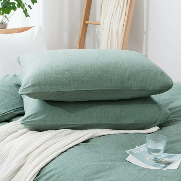 100% Washed Cotton Duvet Cover Set, Durable Fade-Resistant Natural Bedding Set (No Comforter) - Image 24