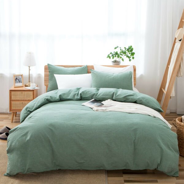 100% Washed Cotton Duvet Cover Set, Durable Fade-Resistant Natural Bedding Set (No Comforter) - Image 22