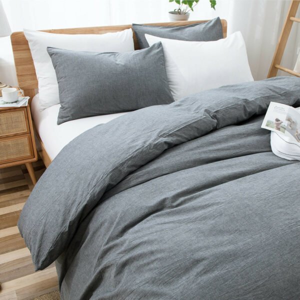 100% Washed Cotton Duvet Cover Set, Durable Fade-Resistant Natural Bedding Set (No Comforter) - Image 2