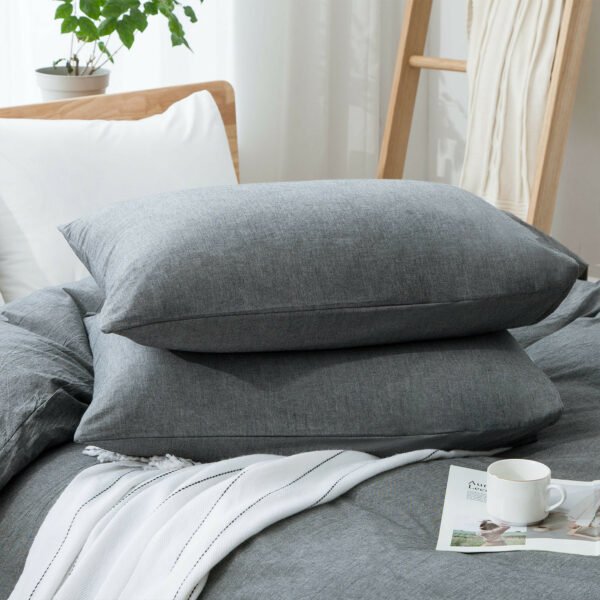 100% Washed Cotton Duvet Cover Set, Durable Fade-Resistant Natural Bedding Set (No Comforter) - Image 3
