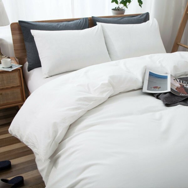 100% Washed Cotton Duvet Cover Set, Durable Fade-Resistant Natural Bedding Set (No Comforter) - Image 37