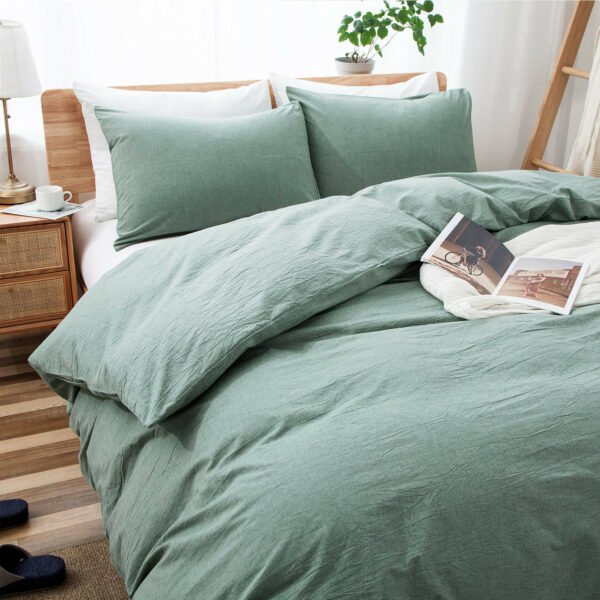100% Washed Cotton Duvet Cover Set, Durable Fade-Resistant Natural Bedding Set (No Comforter) - Image 79