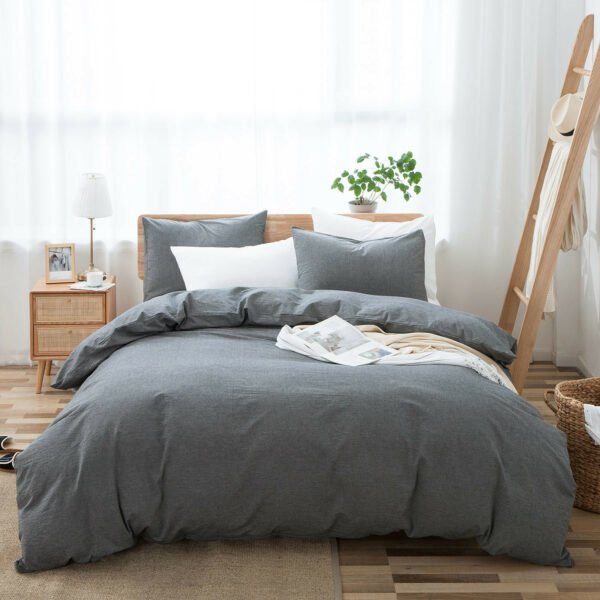 100% Washed Cotton Duvet Cover Set, Durable Fade-Resistant Natural Bedding Set (No Comforter) - Image 8