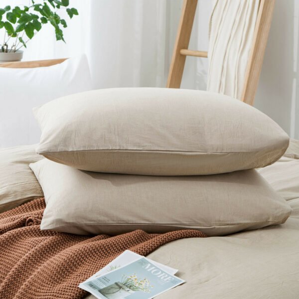 100% Washed Cotton Duvet Cover Set, Durable Fade-Resistant Natural Bedding Set (No Comforter) - Image 45