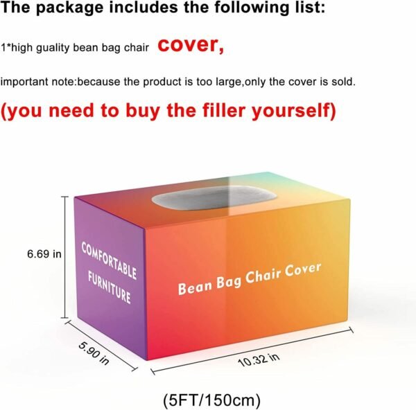 Bag Chair Cover(it was only a Cover;  not a Full Bean Bag) Chair Cushion;  Big Round Soft Fluffy PV Velvet Sofa Bed Cover;  Living Room Furniture;  Lazy Sofa Bed Cover; 6ft Dark Grey - Image 6