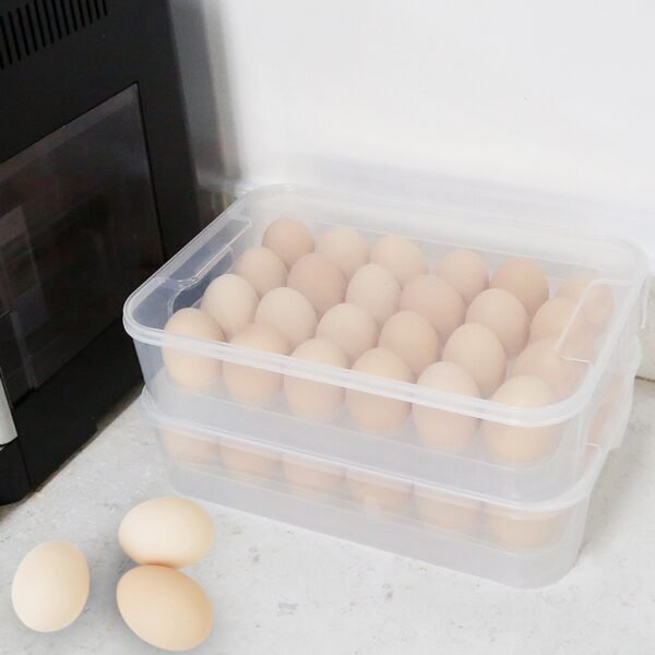2Pcs Plastic Egg Holder Stackable Egg Storage Box Egg Rack for Refrigerator 24 Cavity Per Container - Image 2
