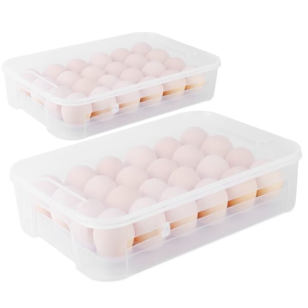 2Pcs Plastic Egg Holder Stackable Egg Storage Box Egg Rack for Refrigerator 24 Cavity Per Container - Image 11