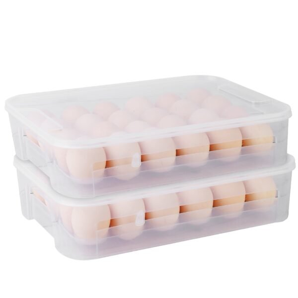 2Pcs Plastic Egg Holder Stackable Egg Storage Box Egg Rack for Refrigerator 24 Cavity Per Container - Image 12