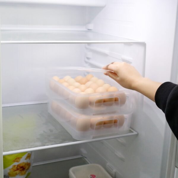 2Pcs Plastic Egg Holder Stackable Egg Storage Box Egg Rack for Refrigerator 24 Cavity Per Container - Image 4