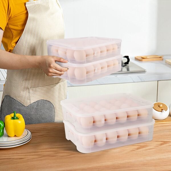 2Pcs Plastic Egg Holder Stackable Egg Storage Box Egg Rack for Refrigerator 24 Cavity Per Container - Image 9