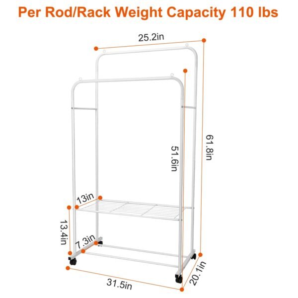 Garment Hanging Rack Clothing Hanging Rail Pillow Shoe Display Organizer Stand Rolling Wheel Clothes Organizer - Image 5