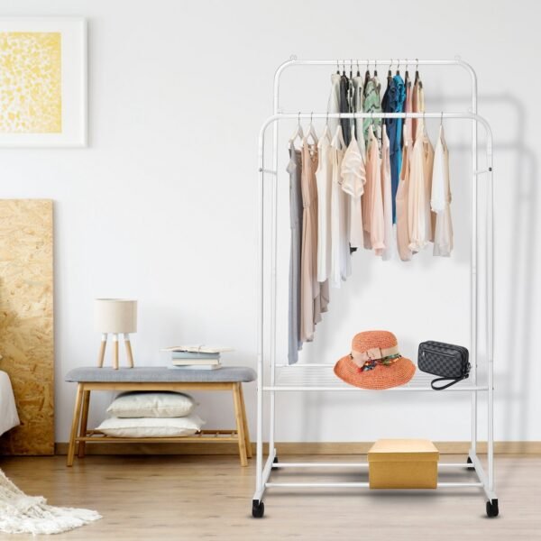 Garment Hanging Rack Clothing Hanging Rail Pillow Shoe Display Organizer Stand Rolling Wheel Clothes Organizer - Image 7