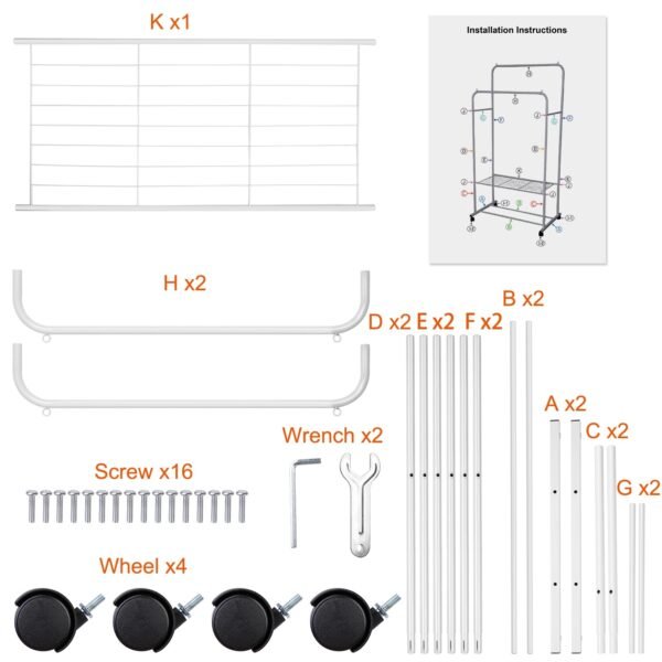 Garment Hanging Rack Clothing Hanging Rail Pillow Shoe Display Organizer Stand Rolling Wheel Clothes Organizer - Image 9