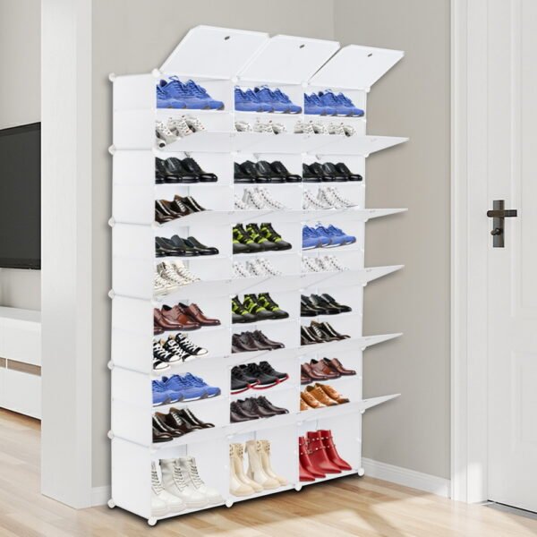 12-Tier Portable 72 Pair Shoe Rack Organizer 36 Grids Tower Shelf Storage Cabinet Stand Expandable for Heels, Boots, Slippers, White RT - Image 2