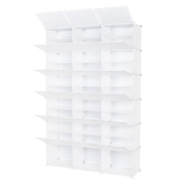 12-Tier Portable 72 Pair Shoe Rack Organizer 36 Grids Tower Shelf Storage Cabinet Stand Expandable for Heels, Boots, Slippers, White RT - Image 5