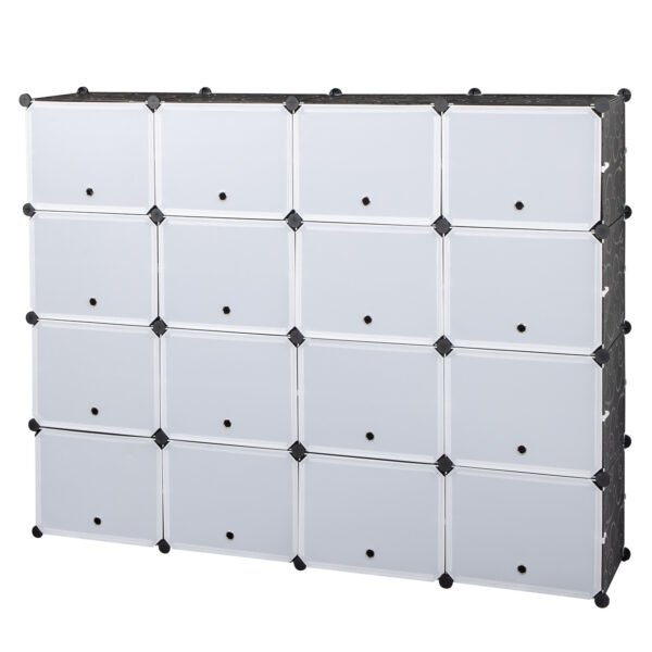 8-Tier Portable 64 Pair Shoe Rack Organizer 32 Grids Tower Shelf Storage Cabinet Stand Expandable for Heels, Boots, Slippers, Black YF - Image 4