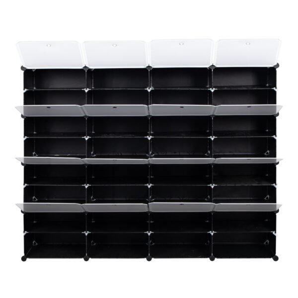 8-Tier Portable 64 Pair Shoe Rack Organizer 32 Grids Tower Shelf Storage Cabinet Stand Expandable for Heels, Boots, Slippers, Black YF - Image 5