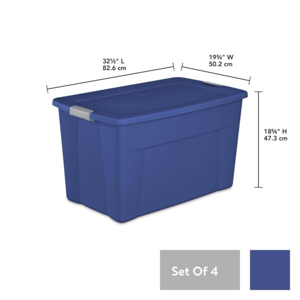 35 Gallon Latch Tote Plastic, Stadium Blue, Set of 4 - Image 2