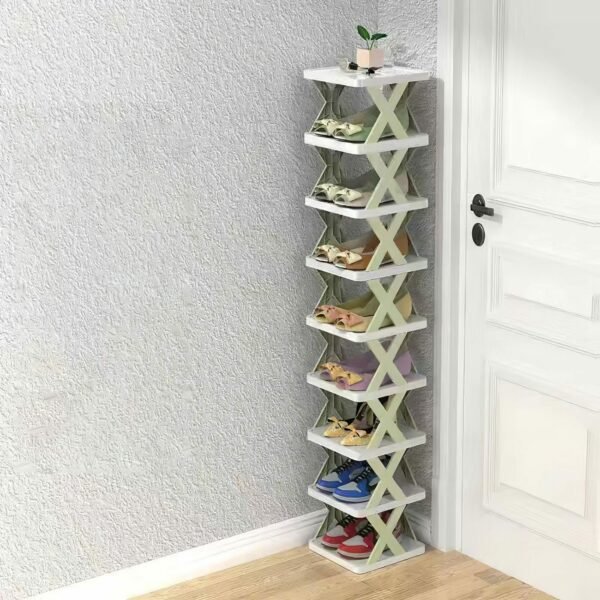 9Tier Narrow Entryway Shoe Rack Plastic Vertical Shoe Organizer Space Saving Free Standing Shoes Storage Shelf Closet Hallway - Image 2