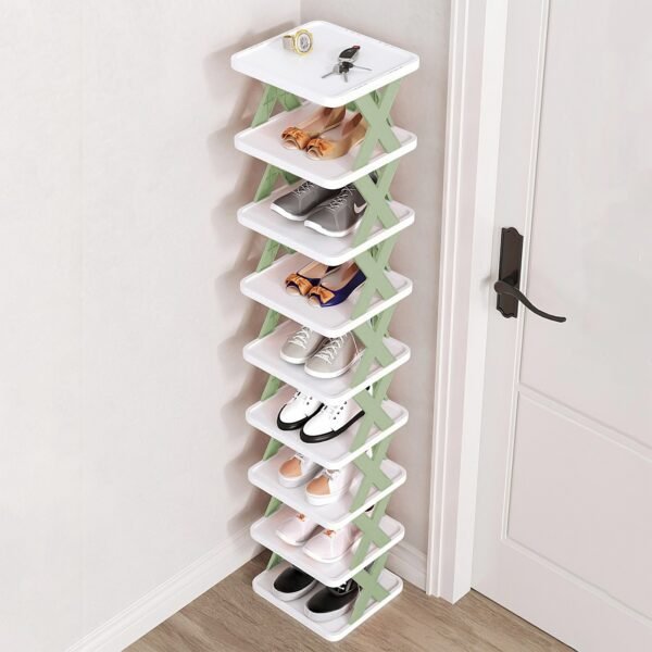 9Tier Narrow Entryway Shoe Rack Plastic Vertical Shoe Organizer Space Saving Free Standing Shoes Storage Shelf Closet Hallway - Image 3