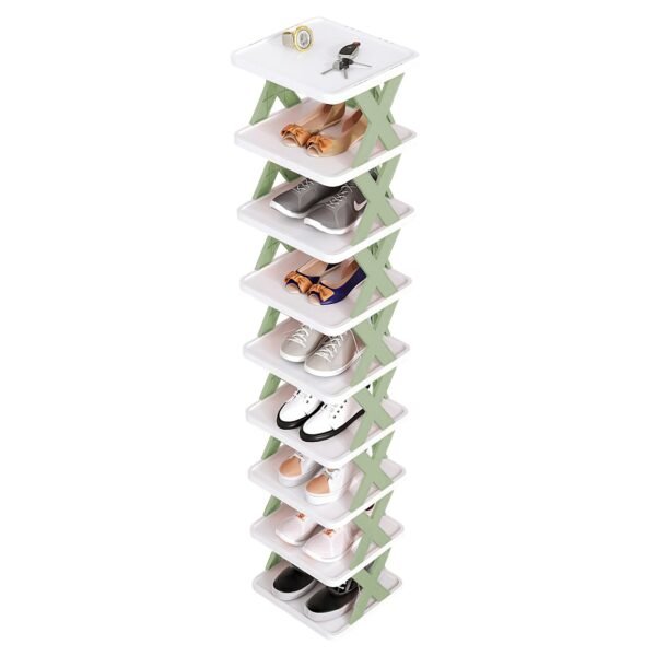 9Tier Narrow Entryway Shoe Rack Plastic Vertical Shoe Organizer Space Saving Free Standing Shoes Storage Shelf Closet Hallway