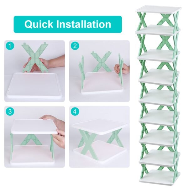 9Tier Narrow Entryway Shoe Rack Plastic Vertical Shoe Organizer Space Saving Free Standing Shoes Storage Shelf Closet Hallway - Image 12