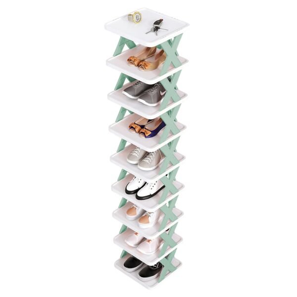 9Tier Narrow Entryway Shoe Rack Plastic Vertical Shoe Organizer Space Saving Free Standing Shoes Storage Shelf Closet Hallway - Image 21