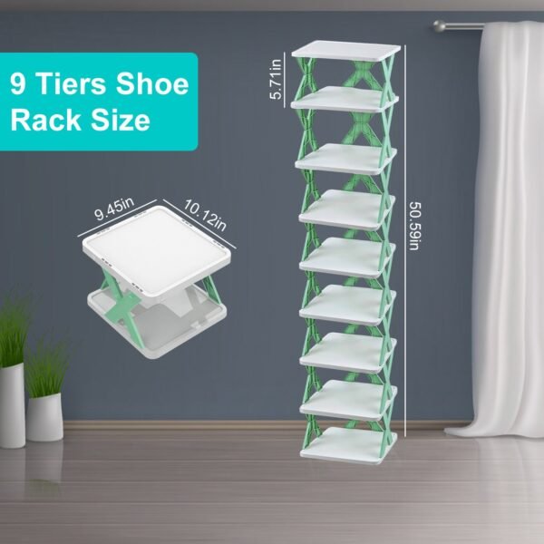 9Tier Narrow Entryway Shoe Rack Plastic Vertical Shoe Organizer Space Saving Free Standing Shoes Storage Shelf Closet Hallway - Image 17