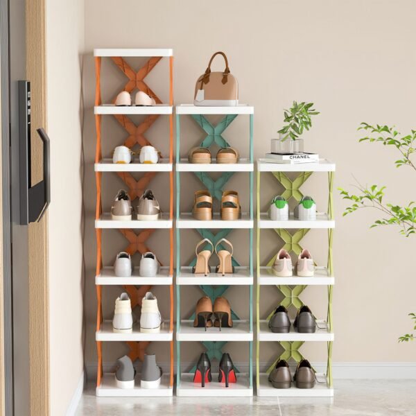 9Tier Narrow Entryway Shoe Rack Plastic Vertical Shoe Organizer Space Saving Free Standing Shoes Storage Shelf Closet Hallway - Image 18