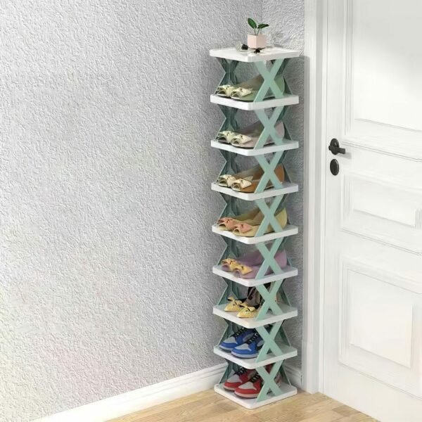 9Tier Narrow Entryway Shoe Rack Plastic Vertical Shoe Organizer Space Saving Free Standing Shoes Storage Shelf Closet Hallway - Image 19